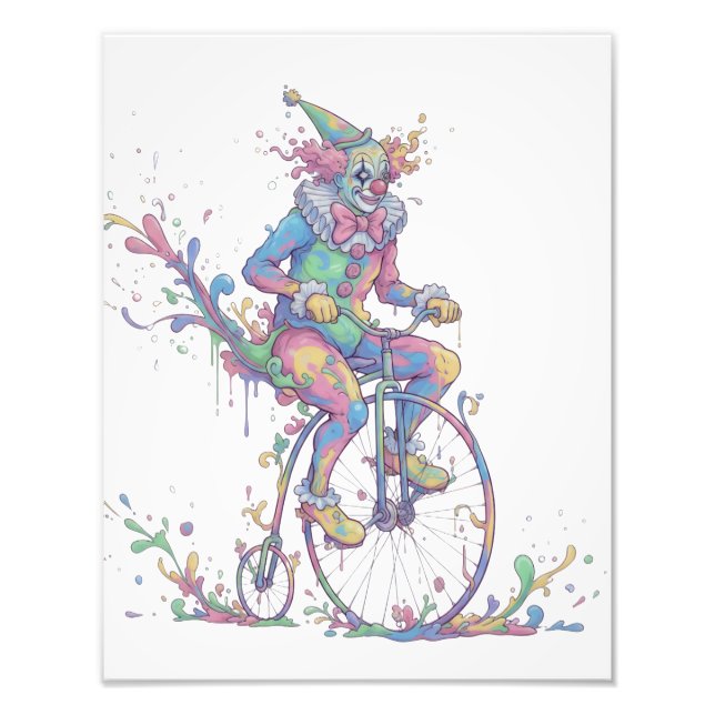 Photo Enlargement clown on a bike Fototryck (Framsidan)