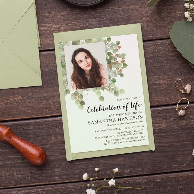 Photo Eucalyptus Funeral Firande of Life Inbjudningar (Skapare uppladdad)