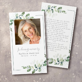 Photo Eucalyptus Funeral Memorial Prayer Card Visitkort