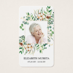 Photo Eucalyptus Funeral Prayer Card Visitkort