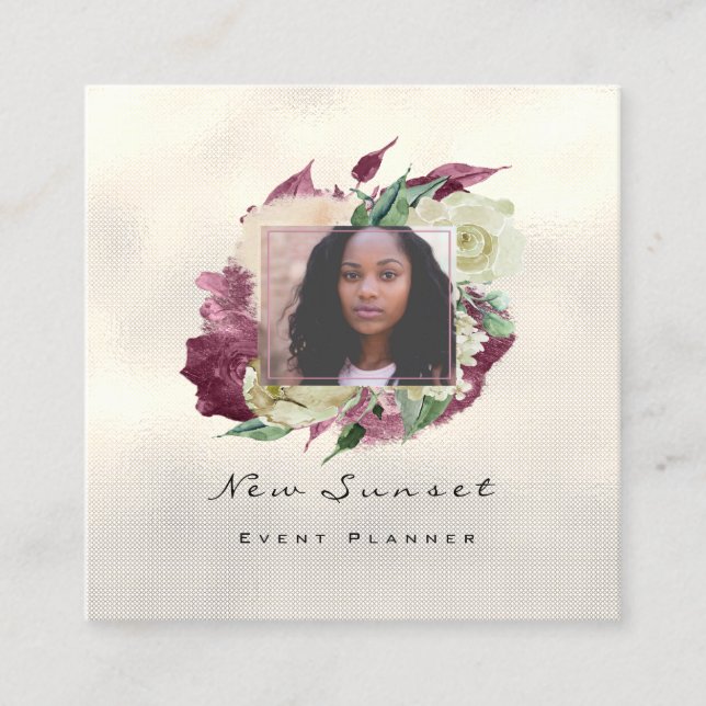 Photo Event Bröllop Photograph Marsala Mint Blommi Fyrkantigt Visitkort (Framsida)
