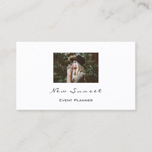 Photo Event Planner Bröllop White helt enkelt Visitkort (Framsida)