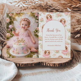 Photo Fairy 1st Birthday Girl Tack Kort