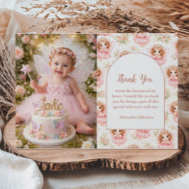 Photo Fairy 1st Birthday Pink Garden Tack Kort
