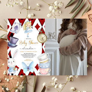 Photo Fairy Alice i Wonderland Baby Shower Inbjudningar