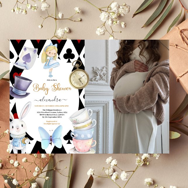 Photo Fairy Alice i Wonderland Baby Shower Inbjudningar (Skapare uppladdad)