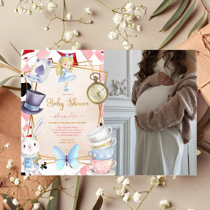 Photo Fairytale Alice i Wonderland Baby Shower Inbjudningar