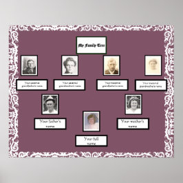 Photo Family Träd Snöre Titta Gräns på Lavender Poster