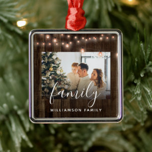Photo Family Wood och Ljus Helgdag Ceramic Julgransprydnad Metall