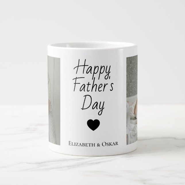 Photo Far's Day Mugg med Kids' Namn - Gift Jumbo Mugg (Framsidan)