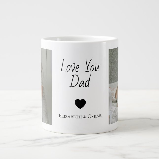 Photo Far's Day Mugg med Kids' Namn - Gift Jumbo Mugg (Framsidan)