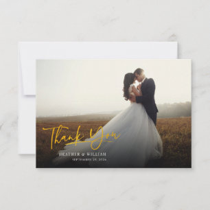 Photo Faux Guld Hand-Lettered Bröllop Tack Kort