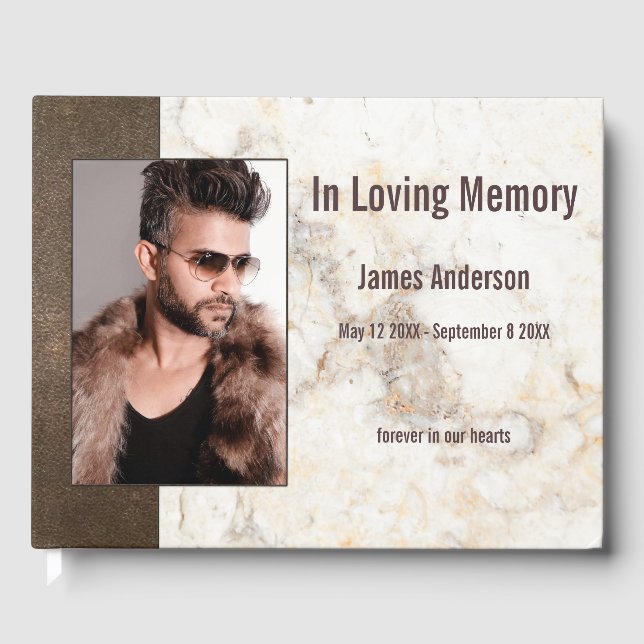 Photo Faux Leather Marble Guest Bok (Framsida)