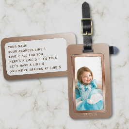 Photo Faux Ro Guld Monogrammed Luggage Tag Bagagebricka