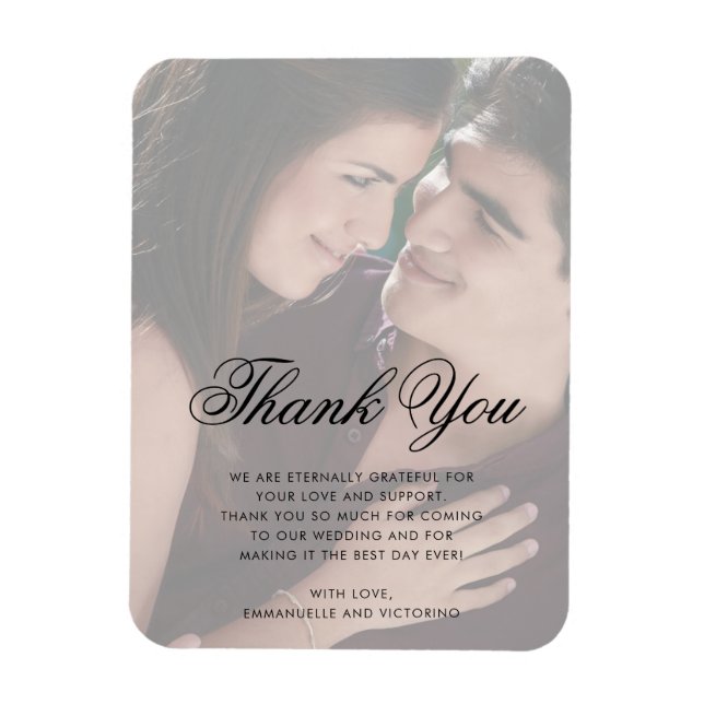Photo Faux Vellum Tack Elegant bröllop Favor Magnet (Vertikal)