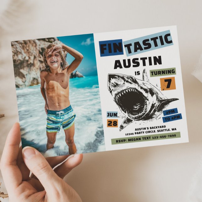 Photo Fin-Tastic Shark Birthday Invitation Inbjudningar (Skapare uppladdad)