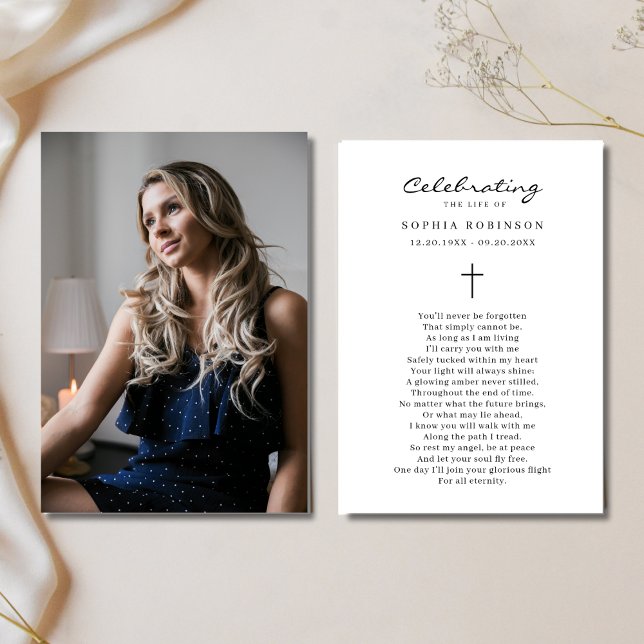 Photo Firande of Life Funeral Prayer Card Kort (Skapare uppladdad)