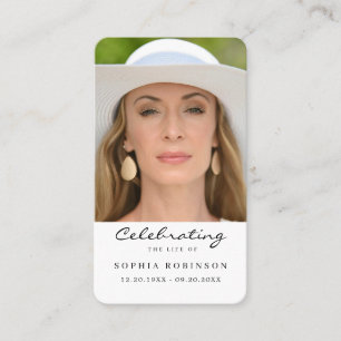 Photo Firande of Life Memorial Prayer Card Visitkort