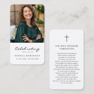 Photo Firande of Life Memorial Prayer Card Visitkort