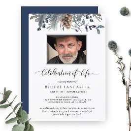 Photo Firande of Life, Rustic Foliage Funeral Inbjudningar