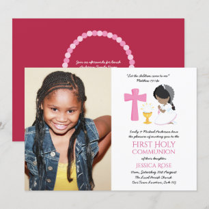 PHOTO First Heliga Communion Inbjudningskort Black