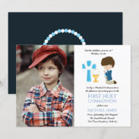 PHOTO First Heliga Communion Inbjudningskort BOYS 