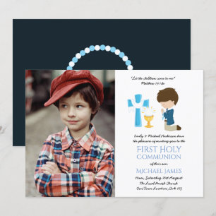 PHOTO First Heliga Communion Inbjudningskort BOYS