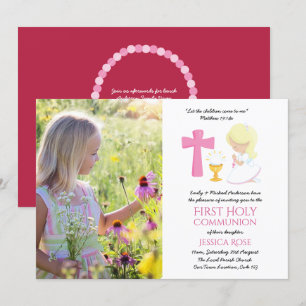 PHOTO First Heliga Communion Inbjudningskort Girl 