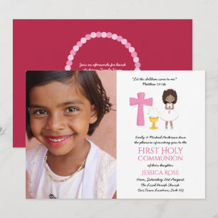PHOTO First Heliga Communion Inbjudningskort Girl