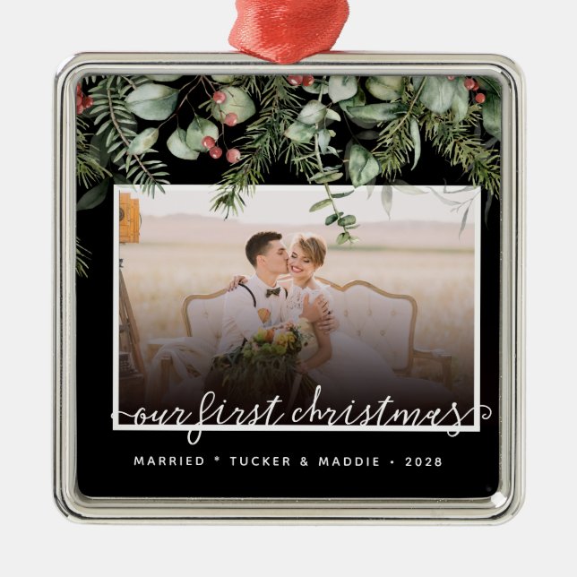 Photo First jul Married Winter Greenery Julgransprydnad Metall (Framsidan)