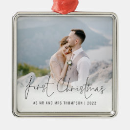 Photo First jul, mrs Namn Year Julgransprydnad Metall