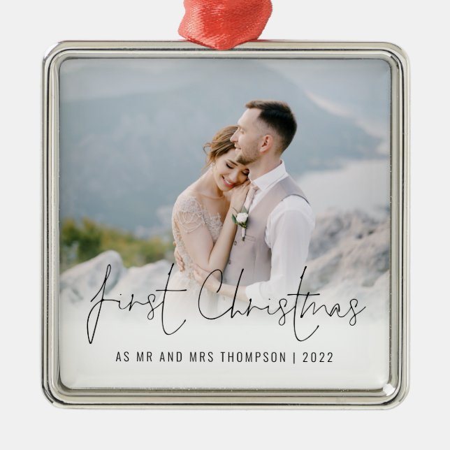 Photo First jul, mrs Namn Year Julgransprydnad Metall (Framsidan)