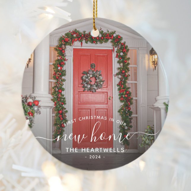 Photo First jul New Home White-skript Julgransprydnad Keramik (Skapare uppladdad)