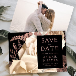 Photo Floral Ivory Rose Gold Save the Date Inbjudningar