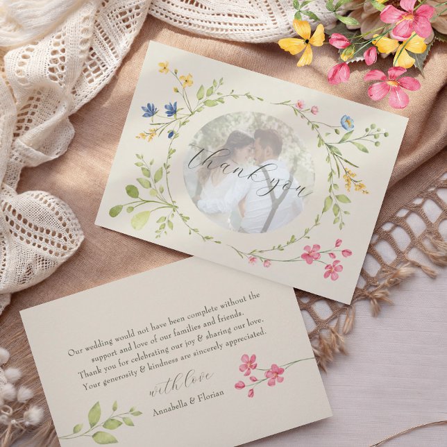 Photo Floral Ivory Wedding Tack Kort (Skapare uppladdad)