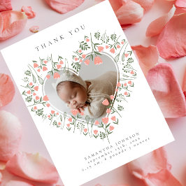 Photo Flowery Heart Elegant Baby Shower Tack Vykort