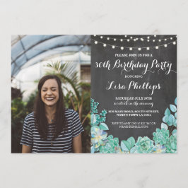 Photo Födelsedagsfest 30th Chalk Succulents 50 40t Inbjudningar