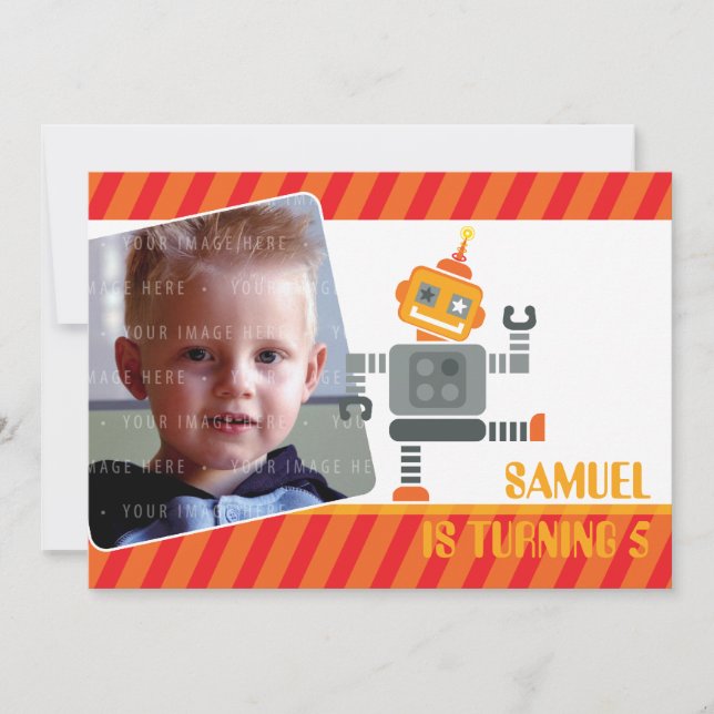 PHOTO FÖDELSEDAGSFEST INBJUDAN: robotddans 2L Inbjudningar (Framsida)