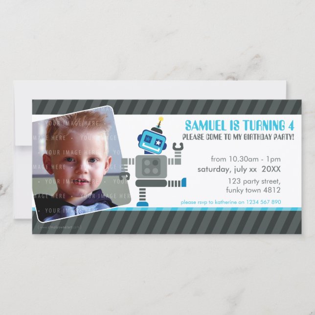 PHOTO FÖDELSEDAGSFEST INBJUDAN: robotddans 4L (Framsida)