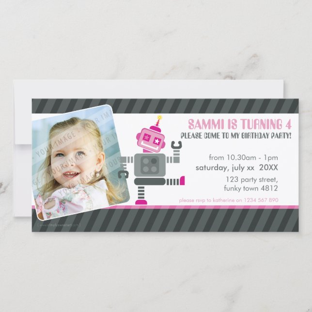 PHOTO FÖDELSEDAGSFEST INBJUDAN: robotddans 5L (Framsida)