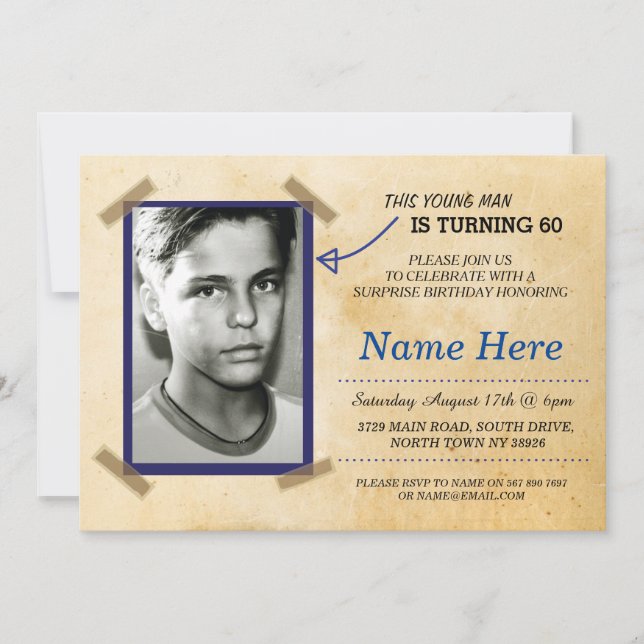 Photo Födelsedagsfest Vintage Inbjudan Papprare nå (Framsida)