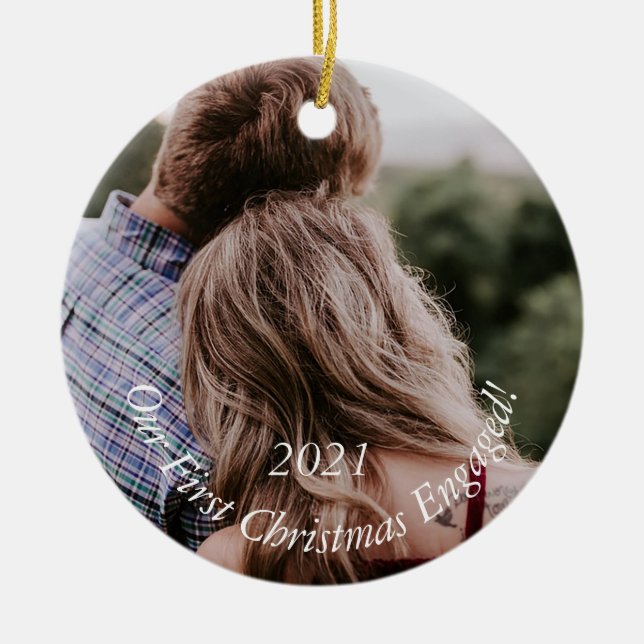 Photo Förlovning Helgdag Keepsak jul Cerami Julgransprydnad Keramik (Framsidan)