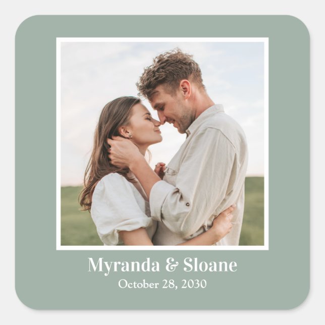 Photo Förlovningsfest Eucalyptus Fyrkantigt Klistermärke (Framsida)