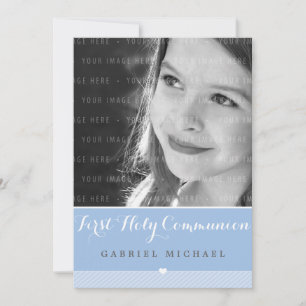 PHOTO FÖRSTA HELIGAN COMMUNION underbar typ blått Inbjudningar