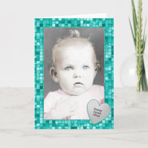 Photo Frame - Teal Decorative Tile Pattern Kort