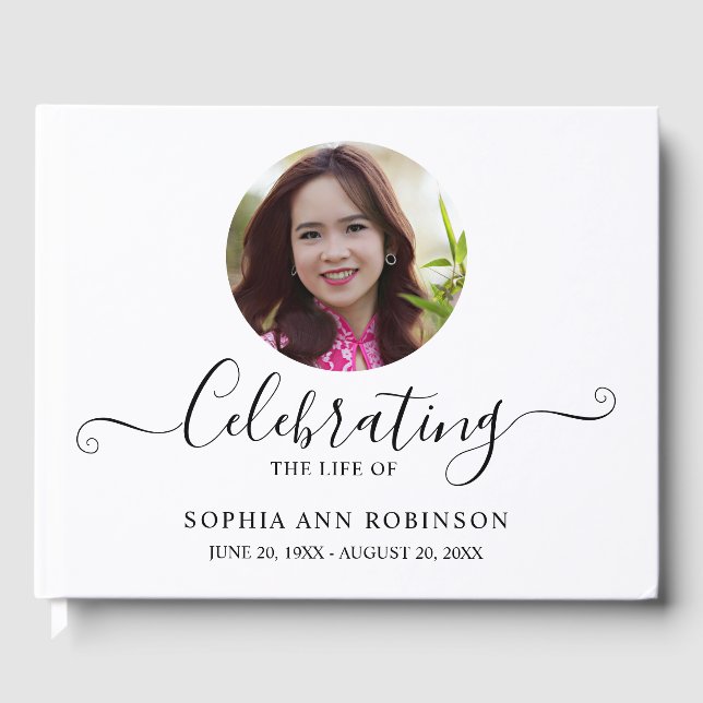 Photo Funeral Memorial Modern Keepsake Gästböcker (Framsida)