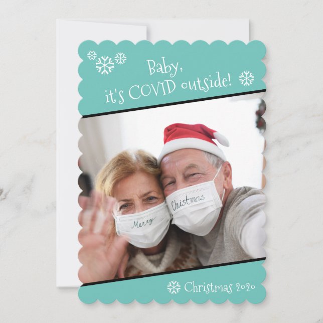 Photo Funny Baby Det är Covid utanför BlåJul Julkort (Framsida)