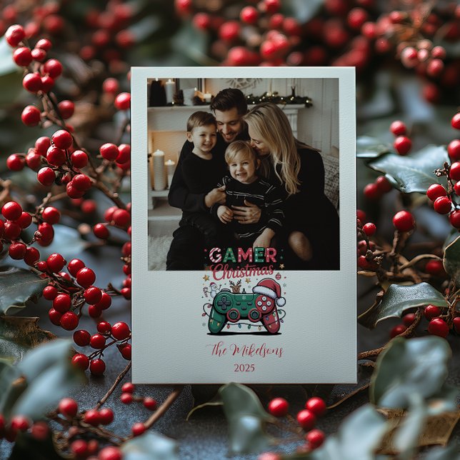 Photo Funny Gamer Christmas Julkort (Skapare uppladdad)