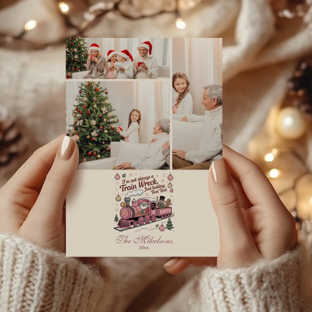 Photo Funny Santa Train Wreck Christmas Julkort (Skapare uppladdad)