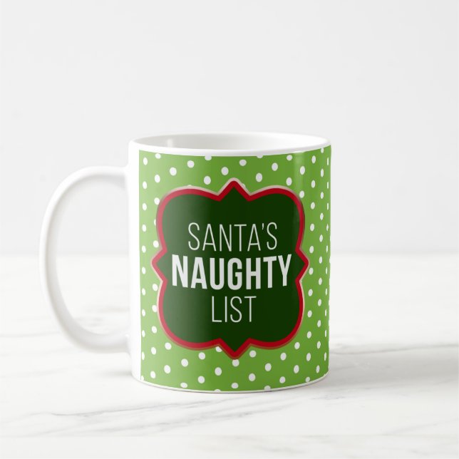 Photo Funny Santa's jul Naughty List Kaffemugg (Vänster)